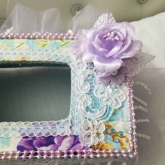 Shabby Chic Style tissue cover box, Purple - Picture 4 of 8